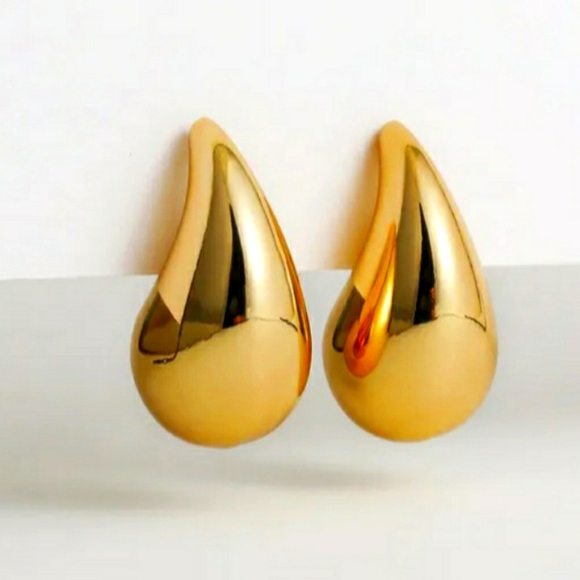 Gold Tear Drop Earrings - Picture 1 of 3